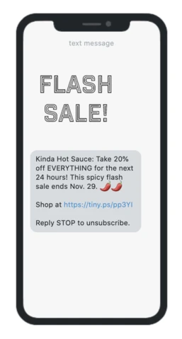 flash sale sms marketing example