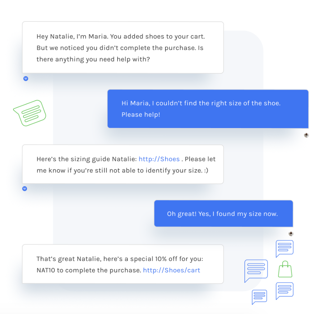 messenger vs sms vs email - example of sms marketing