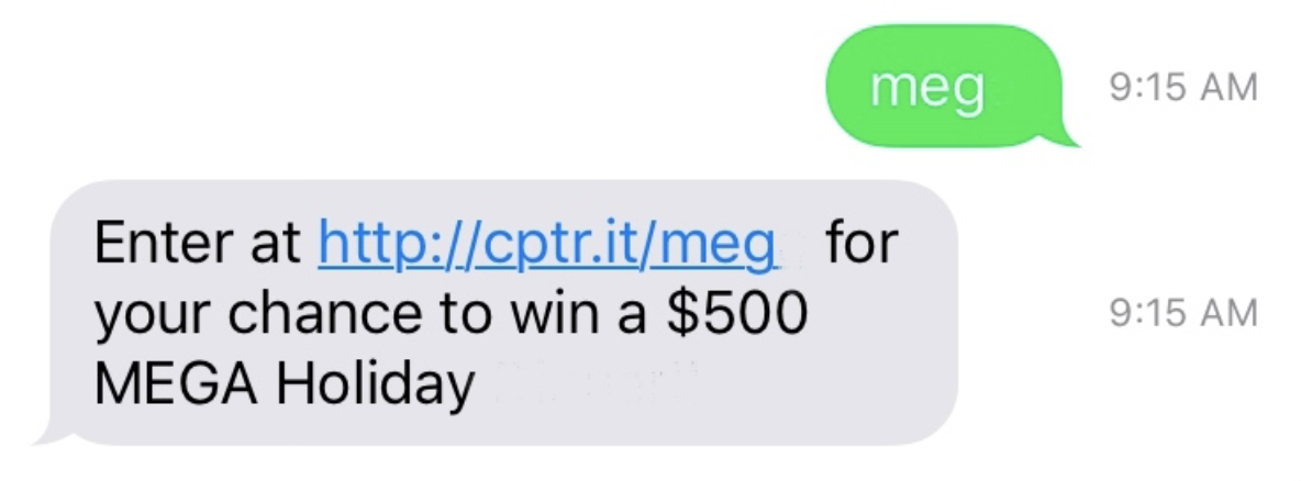 click to enter contest sms