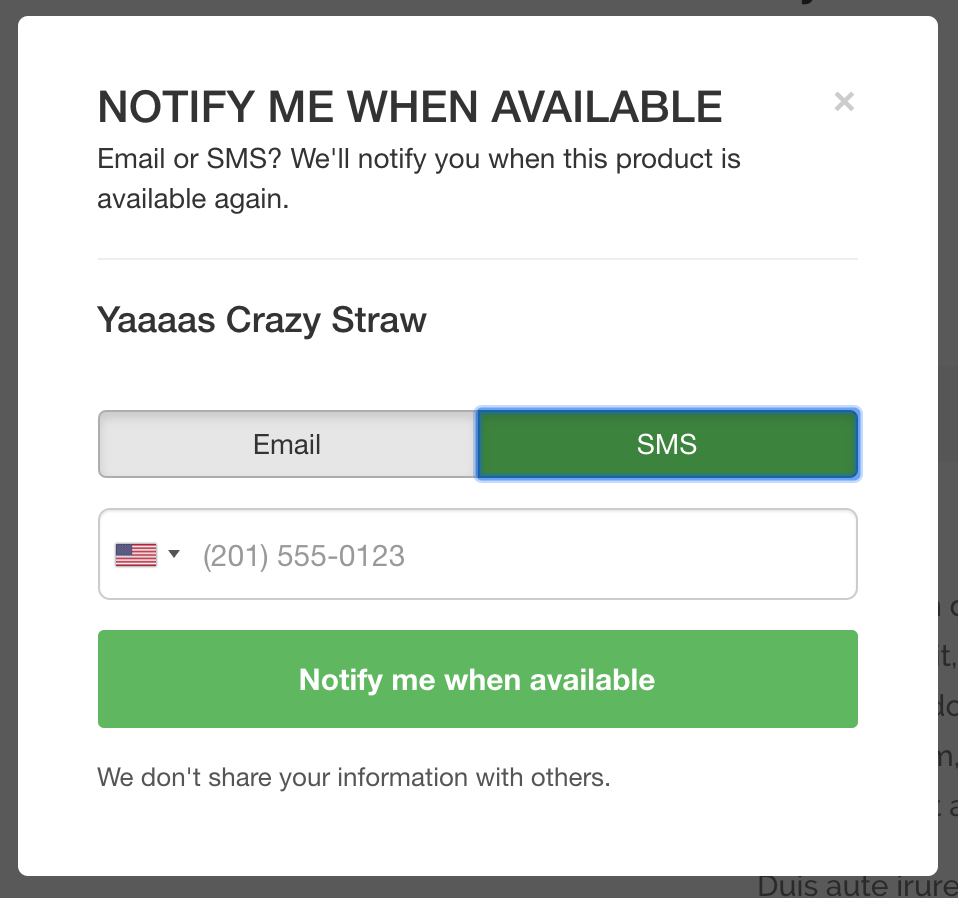Notify me when available option