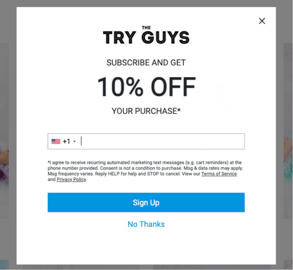 Discounts in exchange for the phone number