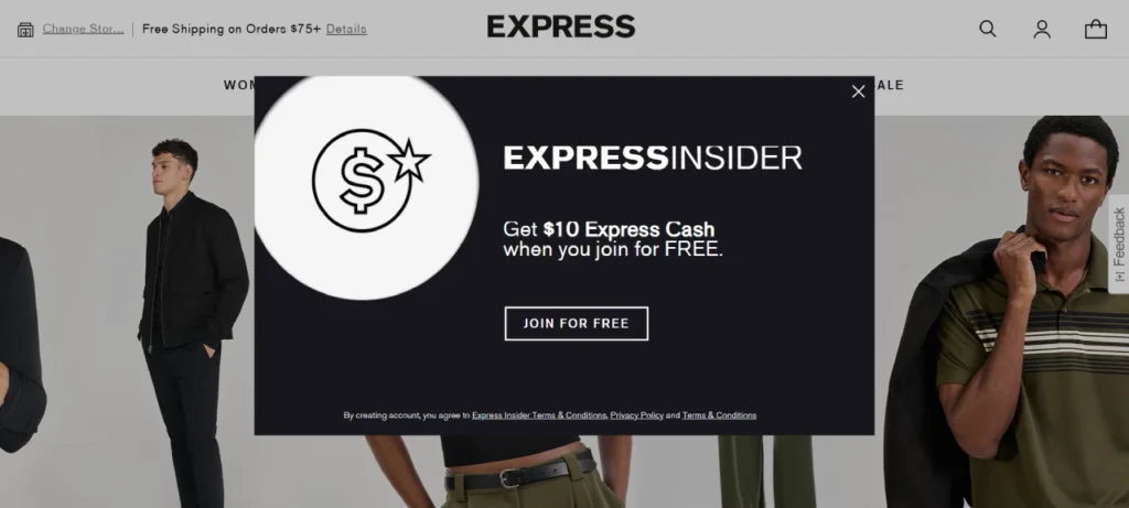 Express Insider showing pop-up when you checkout. 