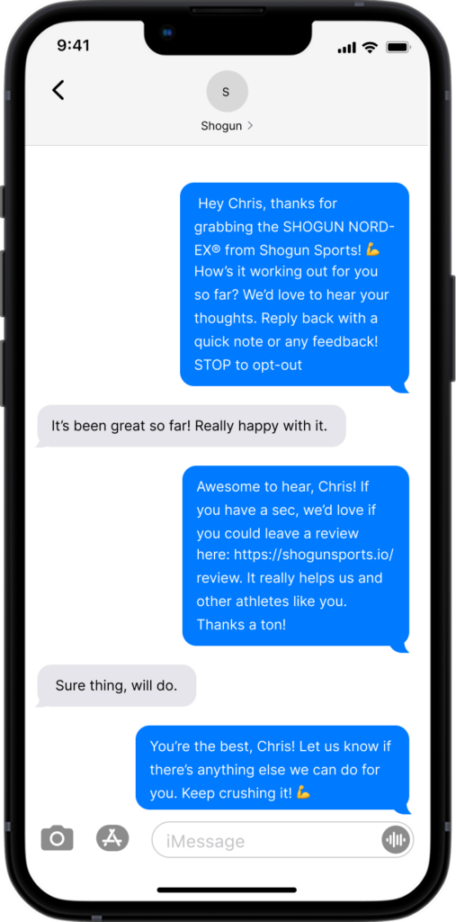 Shogun feedback requests message