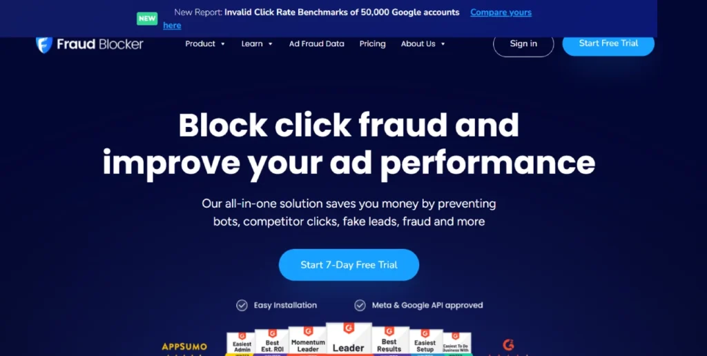 fraudblock homepage