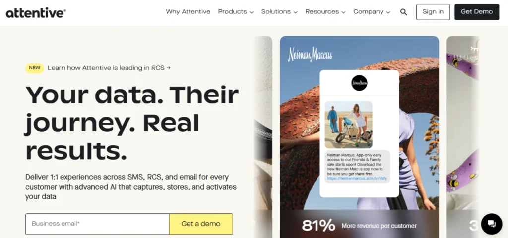 attentive homepage