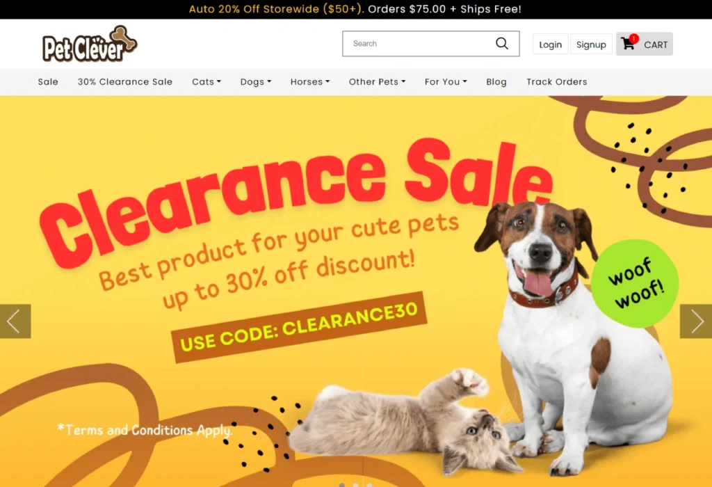 Pet clever homepage
