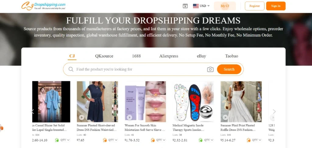 cj dropshipping homepage