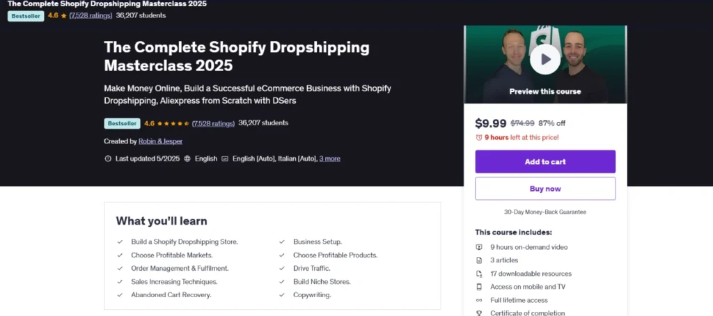 complete shopify dropshipping masterclass