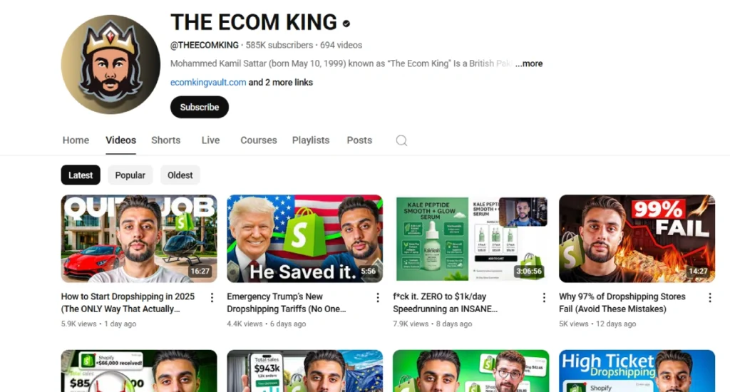 ecom king youtube free content